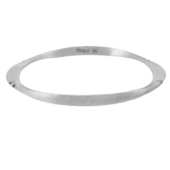 Vintage Paige Sterling Silver 925 5mm Notched Bangle Bracelet 7.75" - Picture 2 of 8